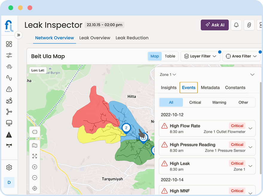 water leak detection in water networks